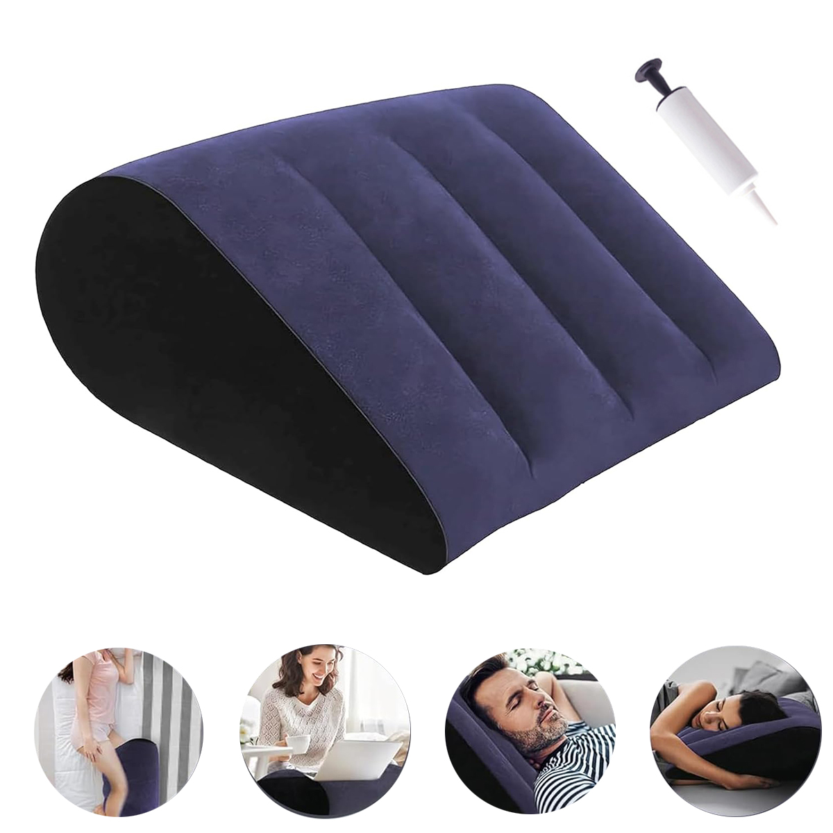 Travel Pillow Inflatable - 팽창식 쐐기형 베개 보라색 인체공학적 등받이