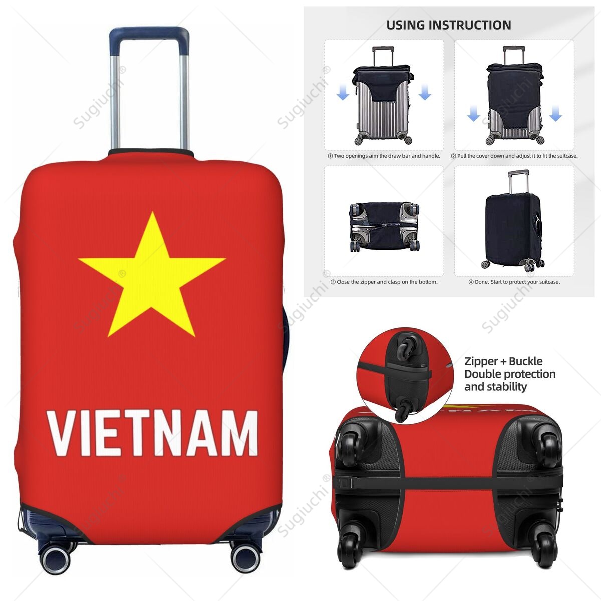 Travel Accessories Vietnam - 베트남 국기 수하물 커버 여행 가방