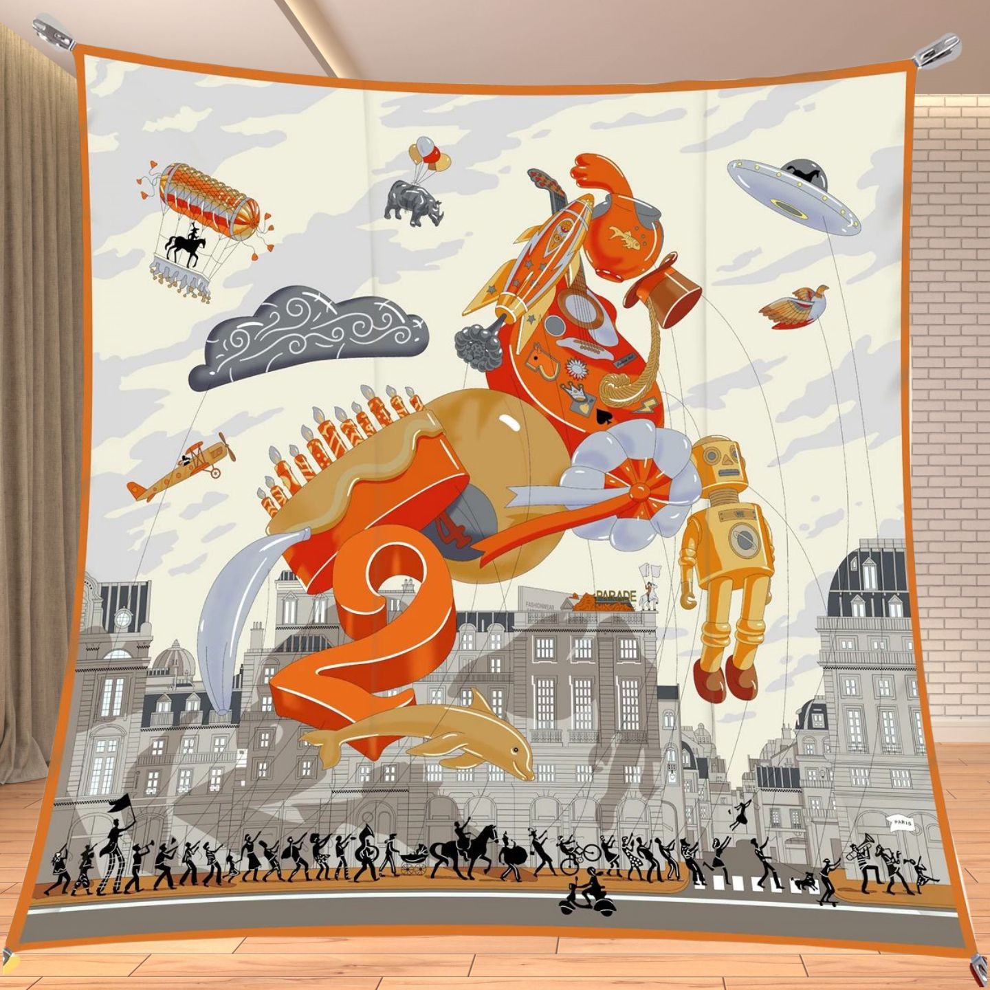 Travel Accessories For Elderly - 90cm 트윌 실크 느낌의 사각 스카프,