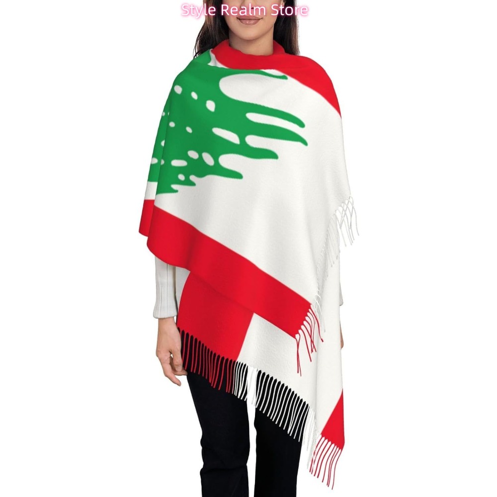 Travel Accessories Lebanon - 레바논 국기 프린트 폴리에스테르 스카프 여행