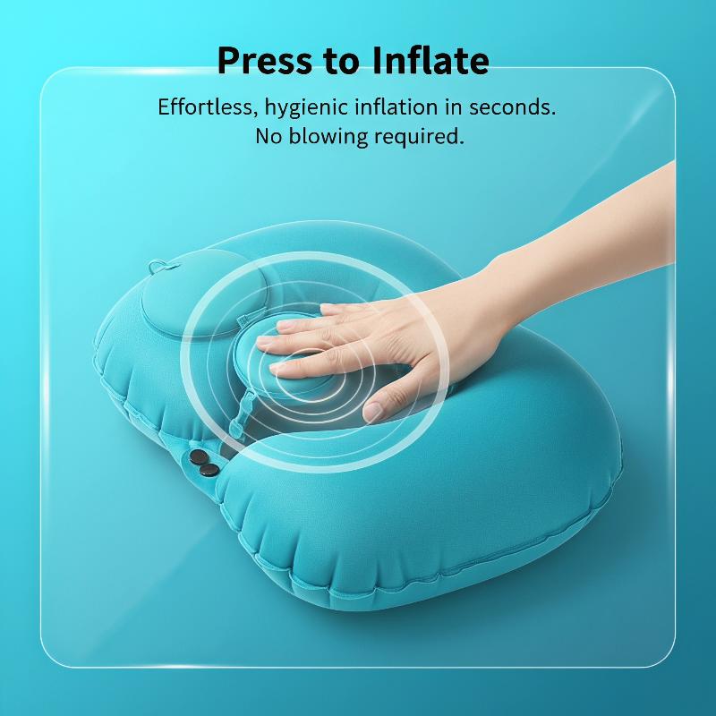 Travel Pillow Inflatable - 여행용 풍선 목베개 부드러운 플로킹 자가