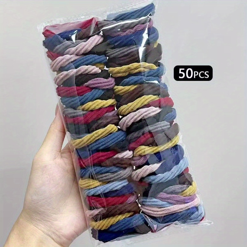 50개 블랙 믹스 컬러 새틴 나일론 헤어 타이 여성 곱 - Travel Accessories For Elderly 리뷰 및 가격