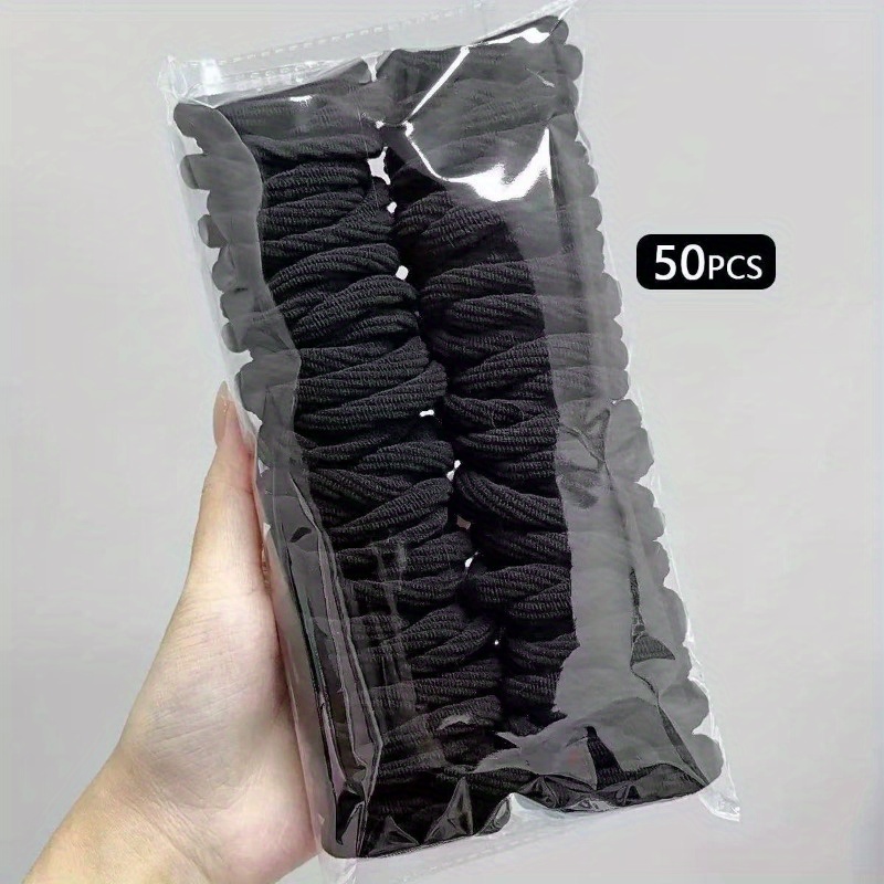 50개 블랙 믹스 컬러 새틴 나일론 헤어 타이 여성 곱 - Travel Accessories For Elderly 리뷰 및 가격