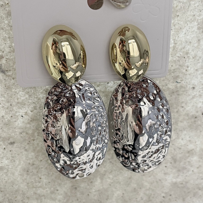 여성용 금속 타원형 드롭 귀걸이, 유럽 및 미국 스타일 - Travel Accessories Dropshipping 리뷰 및 가격