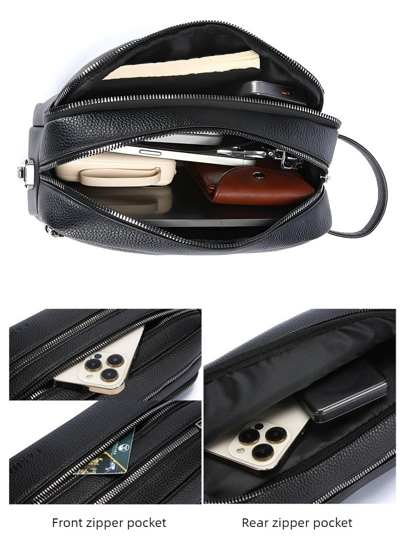 빈티지 남성용 핸드 클러치 백, 다층 지퍼 수납공간,  - Travel Accessories Pouch For Men 리뷰 및 가격
