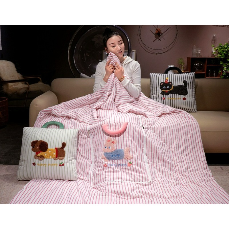 만화 스트라이프 무늬 베개 담요 2-in-1 에어컨 이 - Travel Pillow Inflatable 리뷰 및 가격
